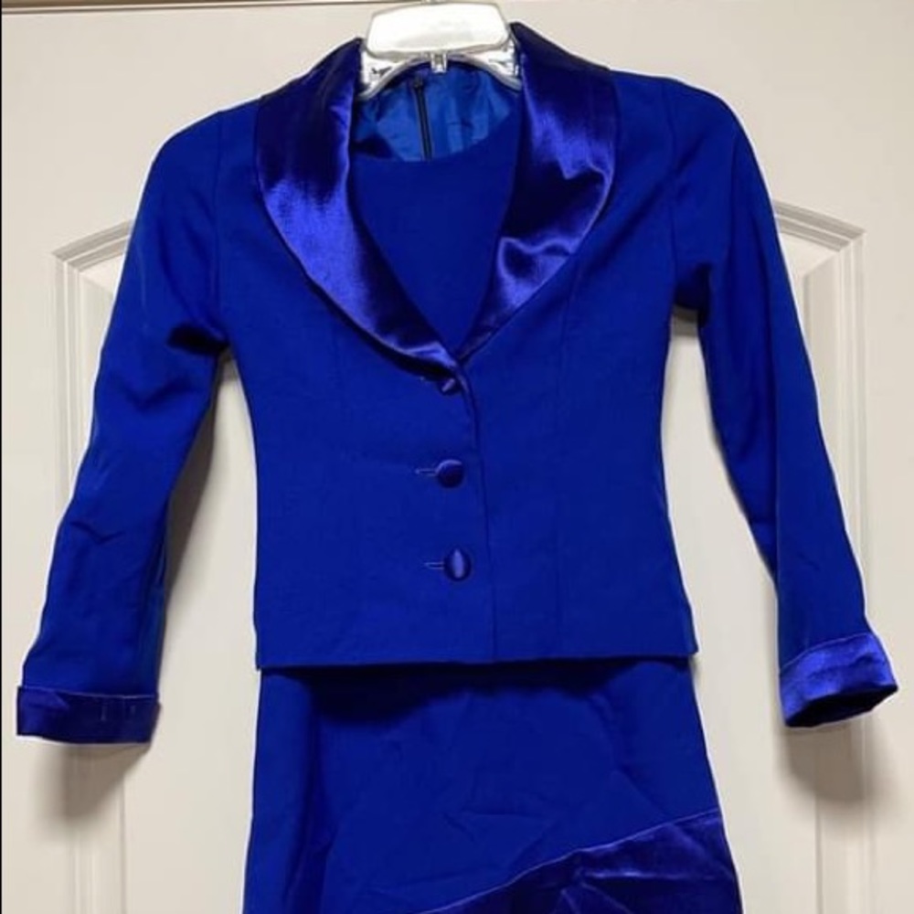 Royal blue interview dress and jacket